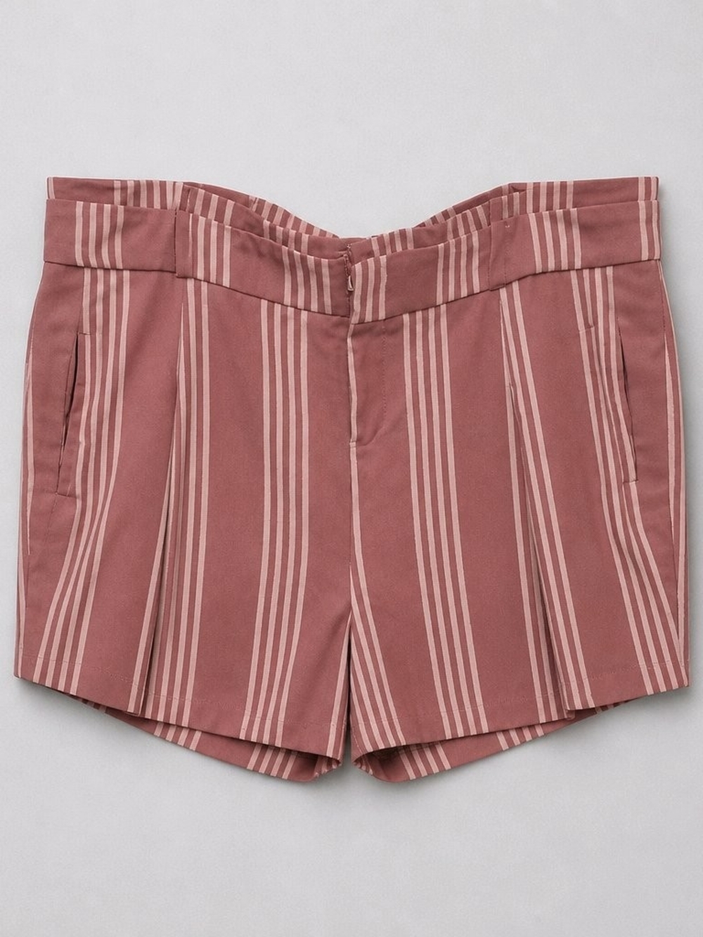 145 Torrid 18 Rose-Mauve Striped Bermuda Shorts